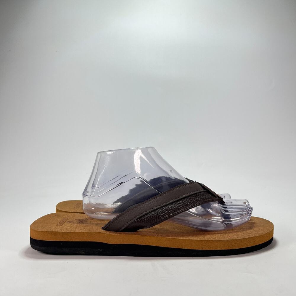 Kuailu Brown Thong Cushion Water Resistant Flip Flops Sandals Men's Size 11.5